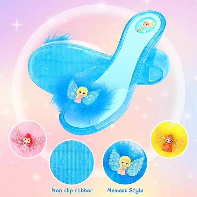 Princess Dress Up Shoes Set, Girls Role Play Dress Up Toys,Toddler Pretend Play Crown Kit Gift Set for Little Girls Aged 3-6 Years Old