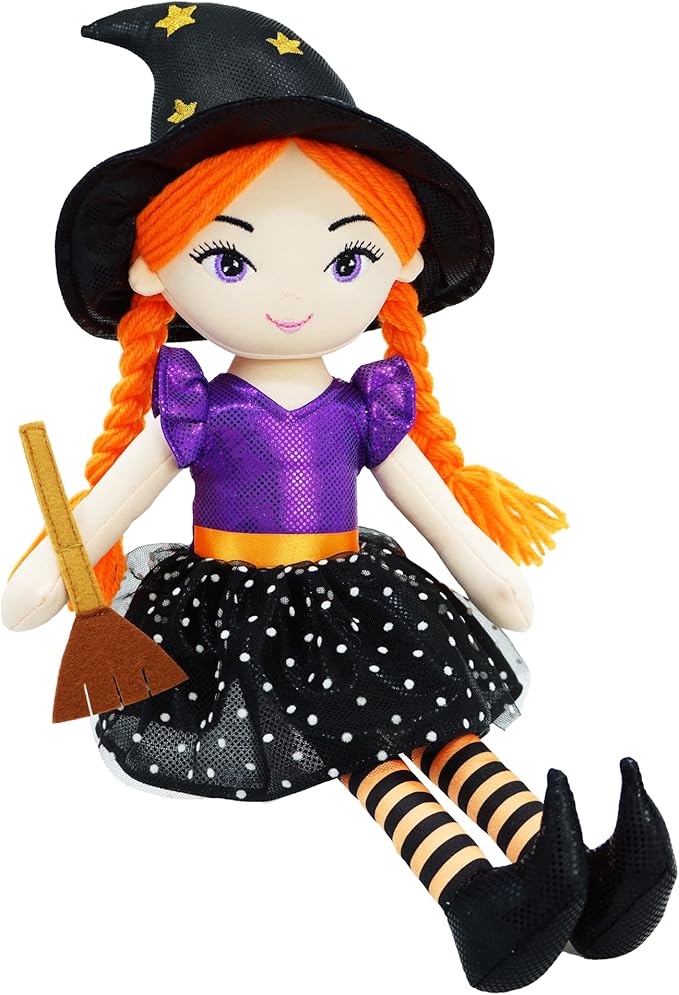 June Garden 16" Enchanted Garden Witch Doll Lydia Plush Stuffed Soft Girl Doll - Purple Outfit