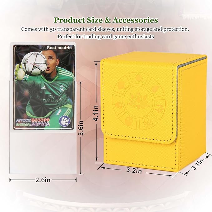 Arkeiliy MTG Deck Box with 50 Pcs Card Sleeve, 110+ Card Storage Leather Deck Box for Magic Commander, Collectible Trading Card Cases (4 Pack III)