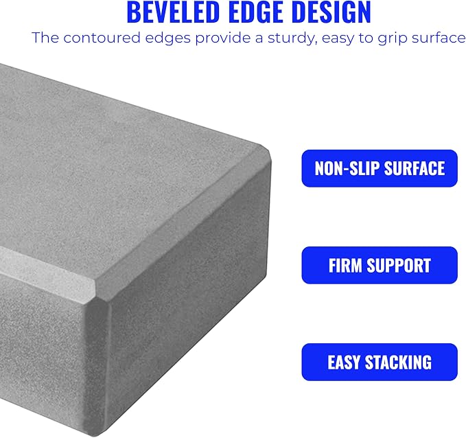 3" Yoga Block, 10 Pack Bulk EVA Foam Yoga Blocks, Firm and Supportive Yoga Brick, Balance Foam for Stretching, Pilates, and Workout, 3" x 6" x 9"