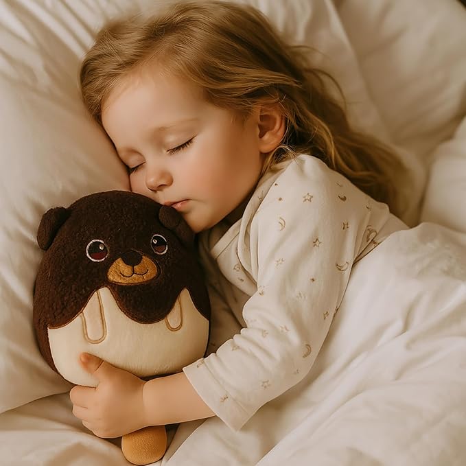 Adorable Ice Cream Plush Pillow with Chocolate Bear Soft Plush Toy Cuddly Stuffed Animal Toy for Kids Birthday Gift for Boys and Girls