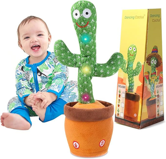 MIAODAM Dancing Cactus, Talking Cactus Baby Toy, Colorful Glowing Repeating Cactus Toy for Baby Toddler, Singing Cactus Toy 10 Pcs Songs Repeats What You Say for Baby Toy Gift Mimicking