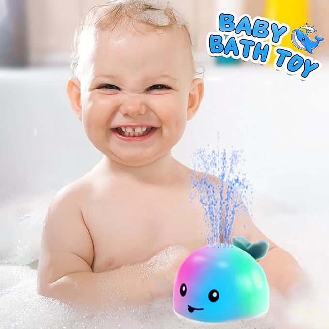 ZHENDUO Rechargeable Light Up Bath Toys, Spray Water Bathtub Toys for Toddlers & Kids, Pool & Bathroom Toy - Baby Toys