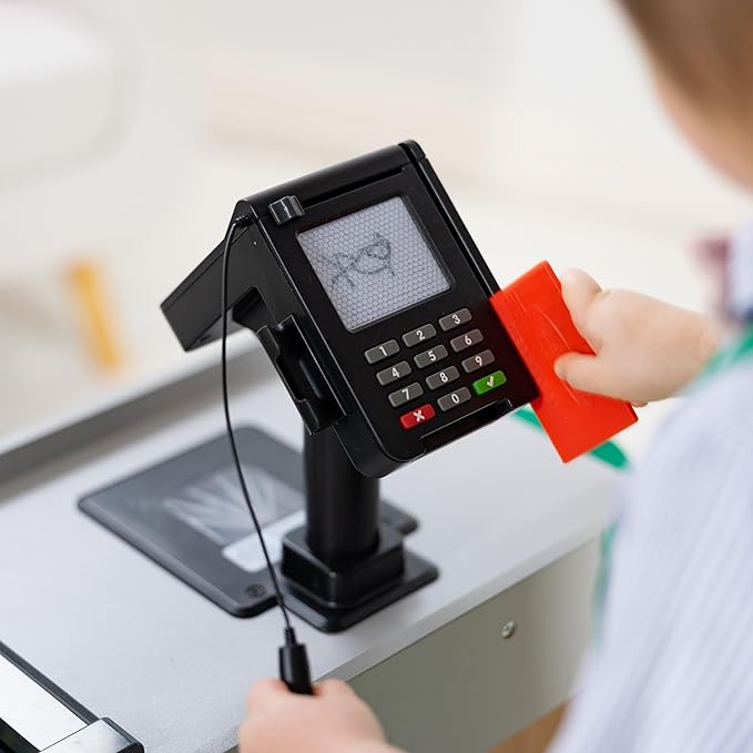 Melissa & Doug, Fresh Mart Pretend Grocery Store, Kids Cash Register with Scanner, Shelves, & Conveyor Belt, Kids Toys for Girls & Boys