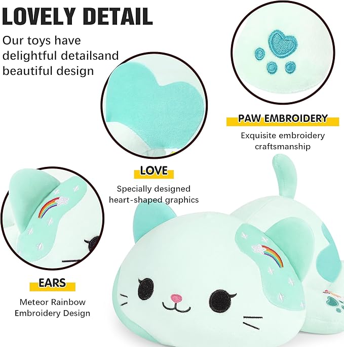 Onsoyours Original Rainbow Cat Plush 20 Inch Kitty Plushies Toy Kitten Stuffed Animal Soft Pillow Kawaii Plushie Gift for Kids & Adults (Rainbow Cat, 20")