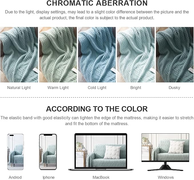 BOURINA Aqua Throw Blanket 50x90 Inch Boho Knitted Soft Throw Sofa Blanket | Knitted Throw Blanket 50x90 Inches, Soft Lightweight Boho Weave Throw Decorative Couch Blanket for Living Room Bed Runner