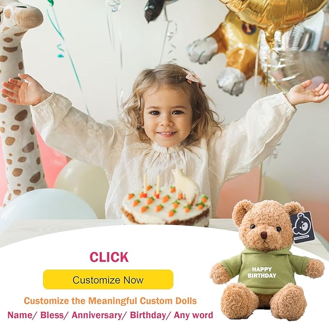 Personalized Teddy Bear with Text+Photo, Valentines Bear Stuffed Animal Plush Toys as Personalized Gifts for Women Men on Valentines' Day Birthday Anniversary Christmas Day（12 inch-Text+Photo