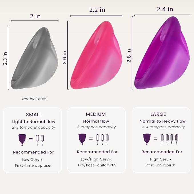 Ecoblossom Reusable Menstrual Disc - Menstrual Cup - Soft Period Disc for Women Designed with Tab, Medical-Grade Silicone Period Cup [M (Magenta) & L (Violet)]