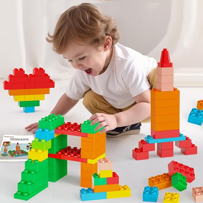 209-Piece Large Building Blocks for Kids Ages 3+, STEM Learning Toys with Movable Robot (Over 20cm Tall) – Ideal Christmas/Birthday Gifts for Toddlers, Boys & Girls (Robot-Themed)