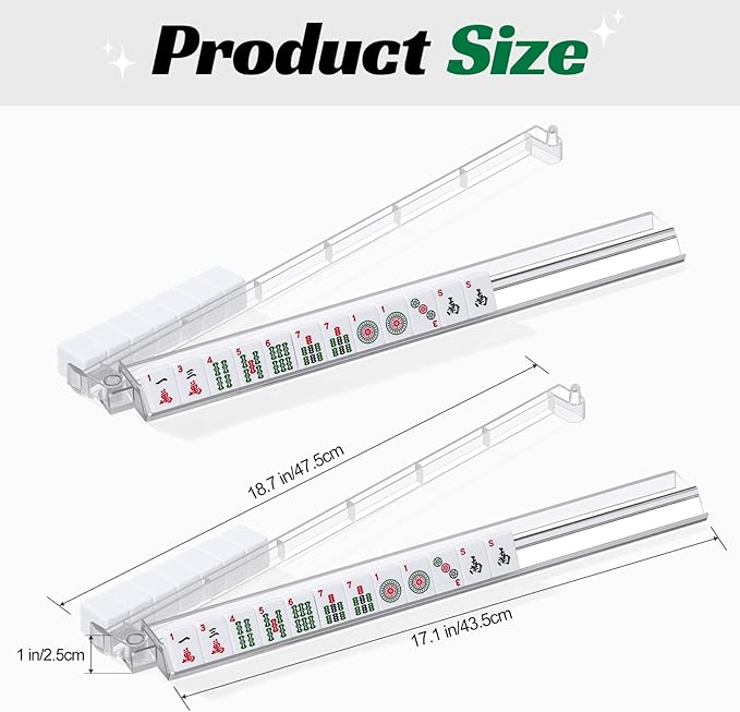Mahjong Racks with Pushers, 4 Mah Jongg Clear Acrylic American All-in-One Tile Rack & Pusher Accessories Gifts (Transparent)