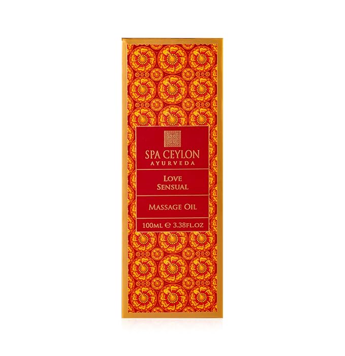 SPA CEYLON Love Sensual Massage Oil – Luxurious Natural Body Oil with Ylang Ylang, Neroli & Ceylon Cardamom – Romantic Couples Massage Oil with Virgin Coconut & Sweet Almond – 100ml