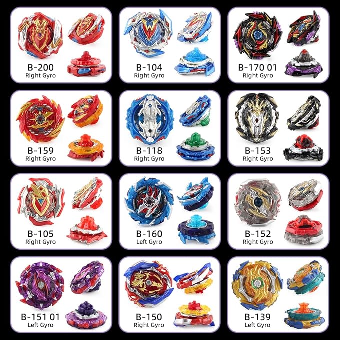 Battling Top Burst Launcher Game Set, 12 Spinning Tops Gyros 3 Launchers with Storage Box Great Birthday Present for Boys Age 6 8 10+