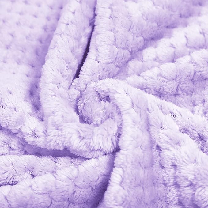 Exclusivo Mezcla Waffle Fleece Throw Blanket for Couch, Light Purple | Lightweight Soft Blanket for Sofa, Bed, Living Room, Plush Fluffy Throw for Home Decor, Travel, All Season, 40x50 Inches