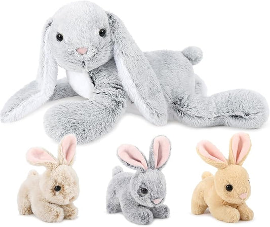 MaoGoLan 4Pcs Easter Bunny Stuffed Animals with 3 Babies Inside, 24” Soft and Cuddly Giant Rabbit Plush, Easter Stuffed Bunny Gift for Kids,Boys,Girls