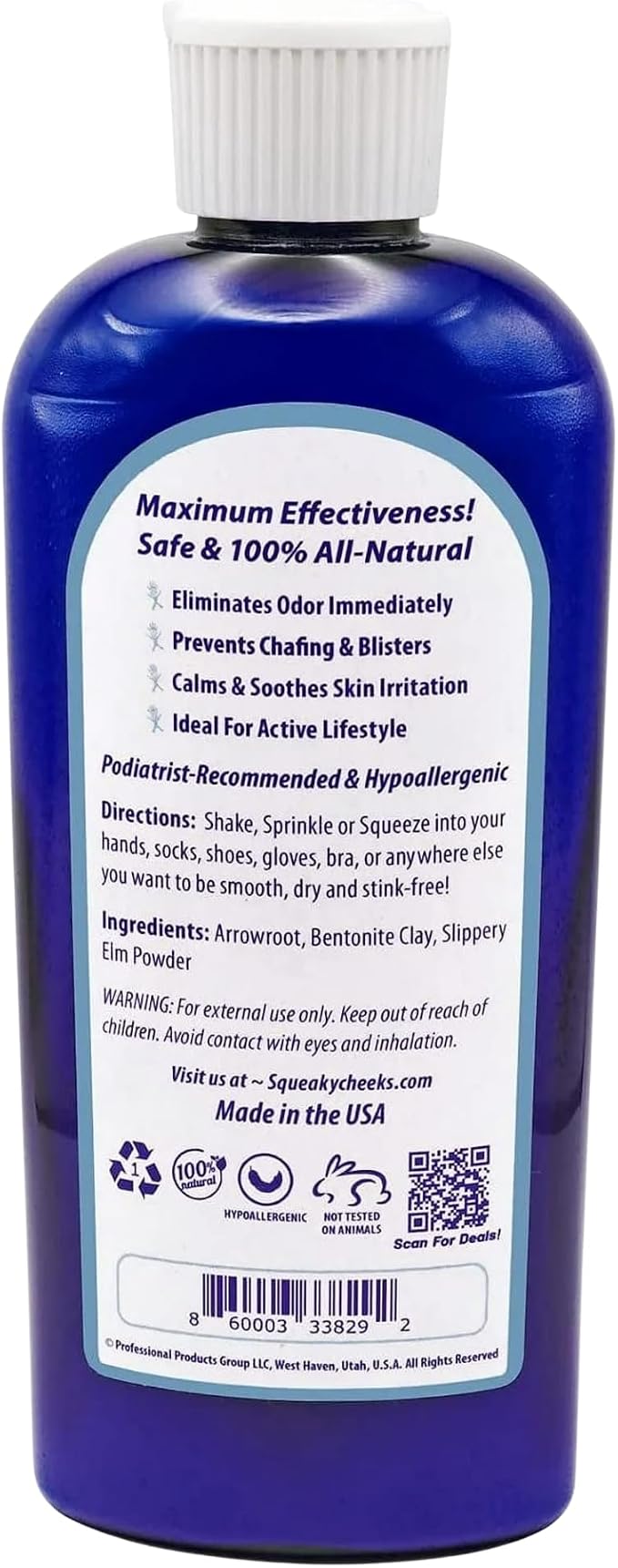 Squeaky Cheek Organic Talc-Free Unscented Dusting Powder (5oz) - Gentle, Nourishing, Fragrance-Free for Sensitive Skin