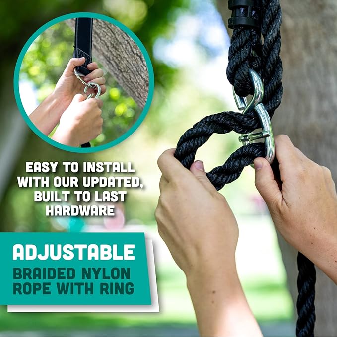 Squirrel Products Heavy Duty Plastic Tree Swing - Disc Rope Swing with Leg Protectors - Additions & Replacements - Outdoor Play Equipment - Green