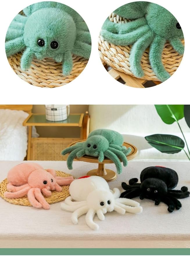 Plush Spider Stuffed Animal Toy, Soft 10 inch Kawaii Halloween Plush Spider Stuffed Toys Decorations Cuddle Gift for Kids and Adults (White)