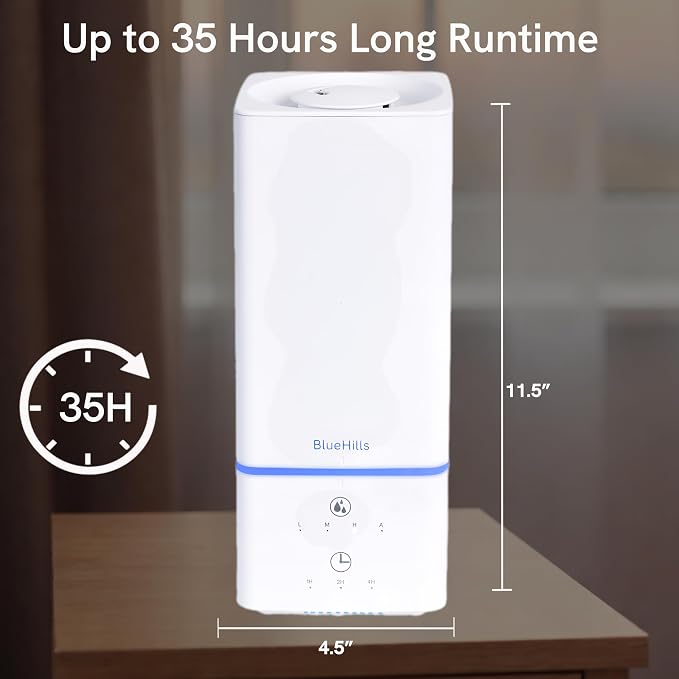 BlueHills 2000 ML Essential Oil Diffuser Humidifier Combo Square White Aroma Diffuser for Large Room Home 2 Liter Extra Large Capacity Long Run High Mist Huge Area Modern Design 2L - Solid White H201