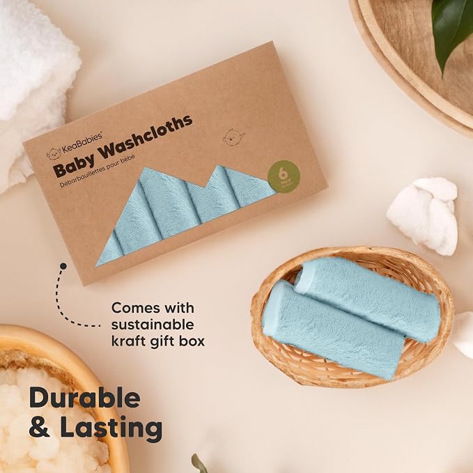 6-Pack Baby Washcloths – Soft Absorbent Viscose from Bamboo Washcloths for Face, Body, Baby Towels for Newborn, Kids, Toddlers, Infant, Gentle on Sensitive Skin, 10x10 Reusable Face Towels (Navy Blue)