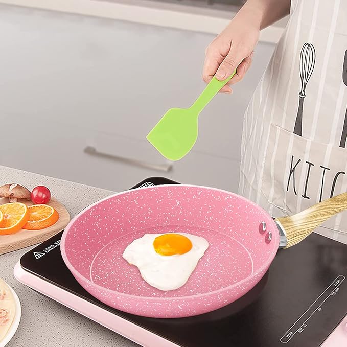 Innerwell 11-Inch Pink Nonstick Egg Pan Small Egg Pan Skillet | Even Heating All Stove Compatible, PFOA PFOS Free, Granite Stone Cookware Skillet, Healthy and Non Toxic