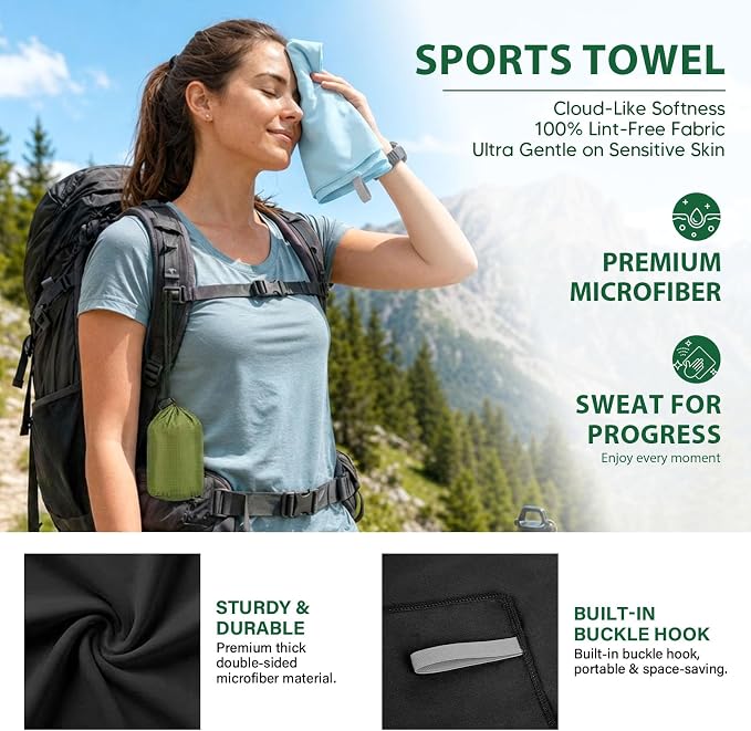 KODAMO Yoga Towel 6 Pack Quick Dry 40x80cm Microfiber Gym Towels Set | Sweat Towels Set, Quick Dry & Absorbent, Ideal for Gym, Yoga, Running and HIIT Workouts