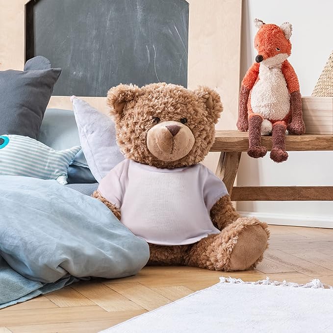 Skylety 6 Pcs Bear Clothes Basic Tee Shirt Classic Stuffed T Shirt Plush Crew Neck for Stuffed Bears Doll with 14 - 18 Inch, Bear Not Included(White)