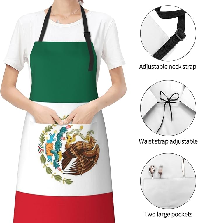 Cute Flag Kitchen Cooking Aprons for Women Men Adjustable Patriotic Flag Apron with 2 Pockets for Home Kitchen Garden