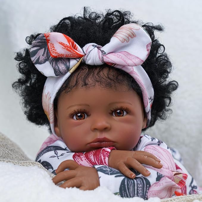 BABESIDE 2 Pcs Reborn Baby Doll Clothes with Headband for 17-22 Inch Babydolls, Floral Patterns Reborn Baby Doll Accessories for Realistic Newborn Dolls Girls, Pink
