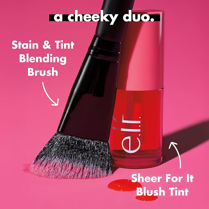 e.l.f. Sheer For It Blush Tint, Multi-Use, Long-Lasting Lip & Cheek Makeup, Creates A Natural Flush Finish, Vegan & Cruelty-Free, Left On Red