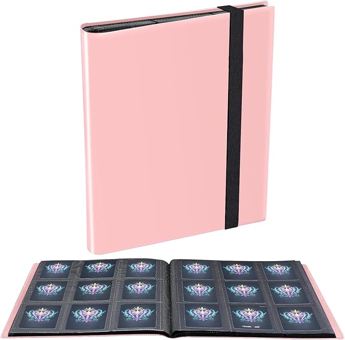 Card Binder, 360 Pockets Upgraded Trading Card Binders, Cards Collection Binder 9 Pocket, Side Loading Yugioh Binder Book Holder for MTG, TCG, Sport, Football, Baseball Collector Cards - Pink