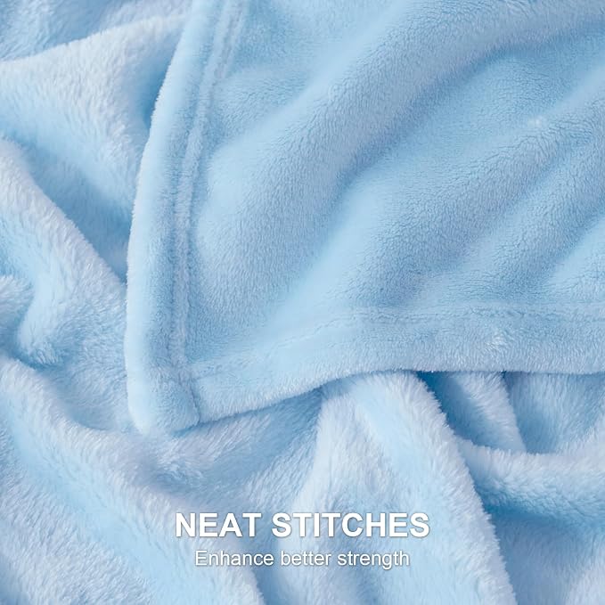 Hansleep Full Light Blue Fleece Blanket, Soft Flannel Bed Blanket | Fuzzy Cozy Blanket 84x90 Inches, Multi-use for Bed, Sofa, Couch, Travel, Camping, All Season Warm Lightweight Cover