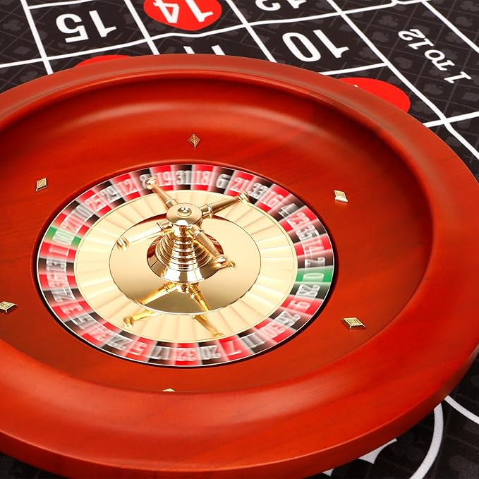 Wooden Roulette Wheel, 11 inch Solid Wood Casino Roulette Wheels for Adults, Professional Roulette Board for Home Game Night Party