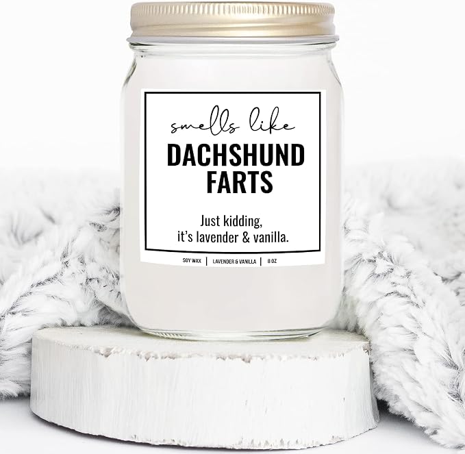 You Nique Designs, Dachshund Candle, 8 Oz, Dachshund Gifts for Women, Weiner Dog Gifts, Daschund, Wiener Dog, Daushaund, Dashound, All Natural Soy Vegan Aromatherapy Candles (Lavender & Vanilla)