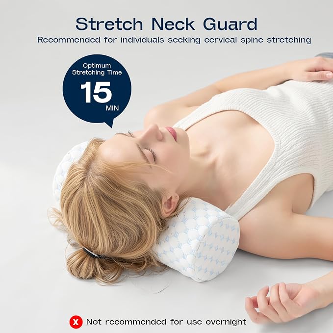 Neck Roll Pillow for Neck Pain Relief - Memory Foam Neck Support Pillow for Bed, Cylinder Pillows, Round Neck Pillow for Sleeping, 15.7 * 5 * 5 inch (Cool-Blue)