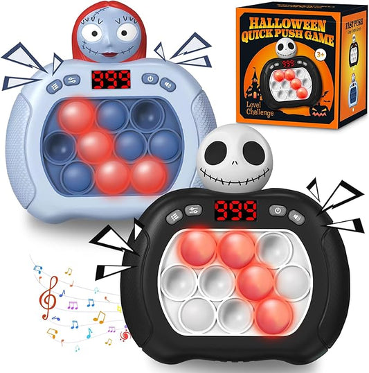 2pcs Christmas Pop Push Game Light Up Fidget Toy,Halloween Toys for Boys Grils Teens Age 3-12,Pop Bubble Sensory Toys,Halloween Party Favors Halloween Trick or Treat Gifts (Black-Blue)