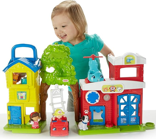 Fisher-Price Little People Toddler Toy Animal Rescue Playset with Lights Sounds Figures & Vehicles for Pretend Play Kids Ages 1+ Years
