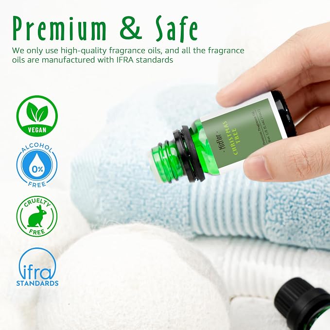 Christmas Fragrance Oils Set, MitFlor Upgraded Holiday Essential Oils for Diffusers for Home, Fragrance Oil for Candle Soap Making, Christmas Tree, Apple Cider Cinnamon, Bonfire and More, 6x10 ml