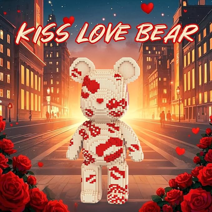 DAHONPA Animal Kiss Love Bear Micro Building Blocks Set with Storage Drawer (7220 Pieces), Gift for Adults and Kids