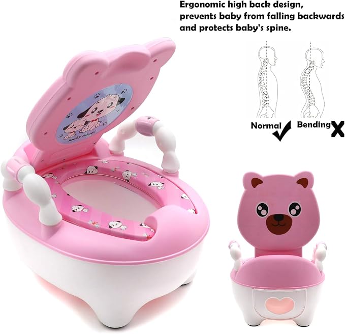HongK- Bear Pink Kids Baby Potty Training Seat Toddler Portable Lovely Toilet Seat Stool Chair [P/N: ET-BABY003-PINK]