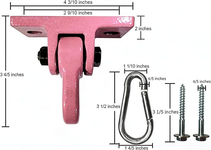 ABUSA Heavy Duty Swing Sets Brackets Including 2 Pink A-Frame Swing Set Brackets and 4 Swing Hangers for Playground Equipment Mounting Parts Hardware Included (P006)