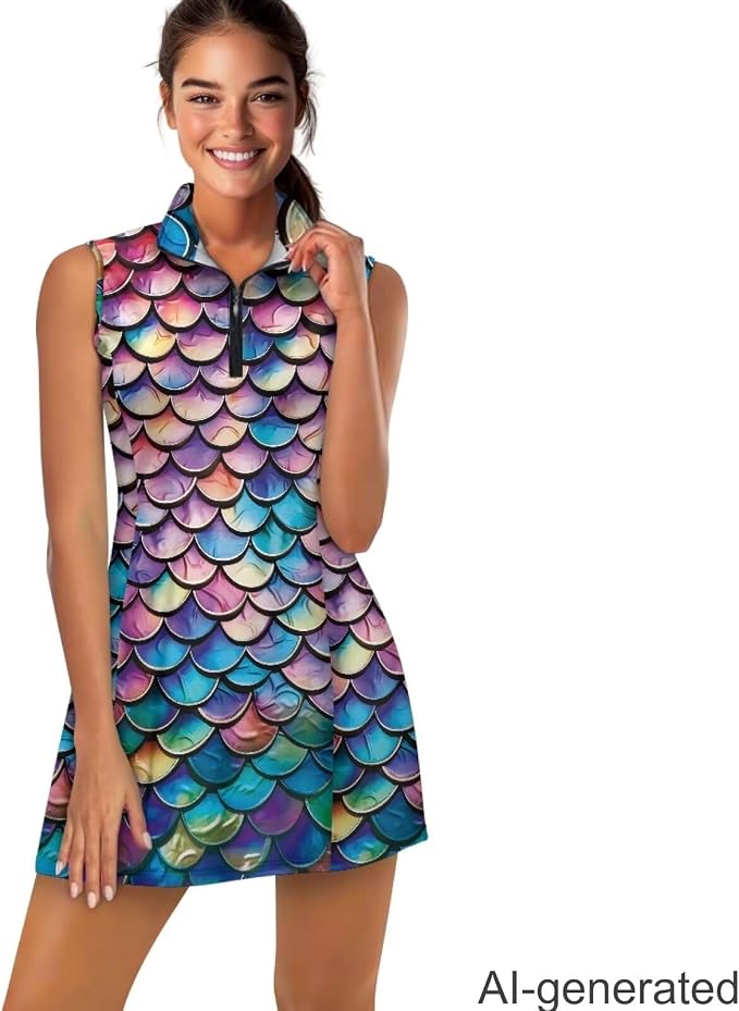 Golf Dress Tennis Dresses for Women with Built in Shorts and Pockets Sleeveless Athletic Dress Workout Dress