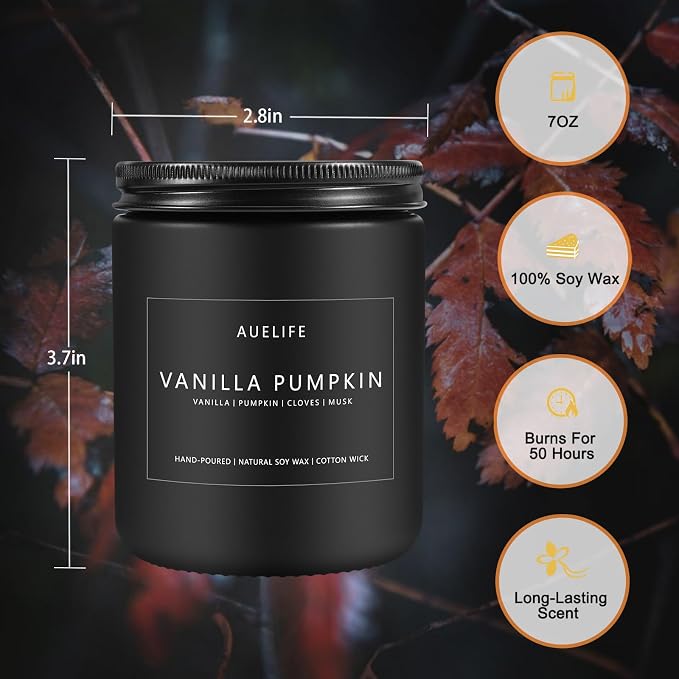Fall Candle | Vanilla Pumpkin Candle - Scented Candles for Autumn, Fall Aromatherapy Gifts - 7 OZ
