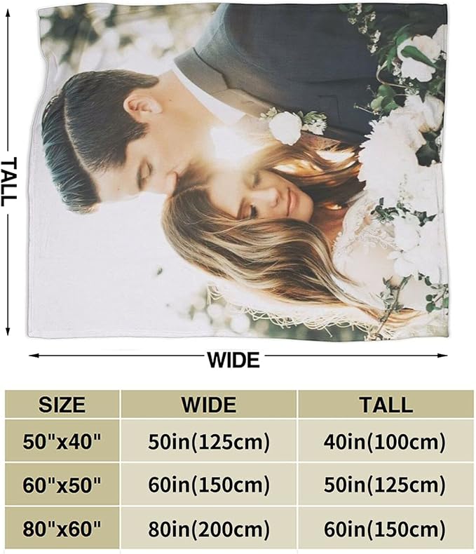QETXVI Custom Blanket with Photos Text Customized Blanket Personalized Flannel Throw Blankets for Adult Kid Birthday Christmas Halloween Fathers Mothers Valentines Gift - 40"x 50"