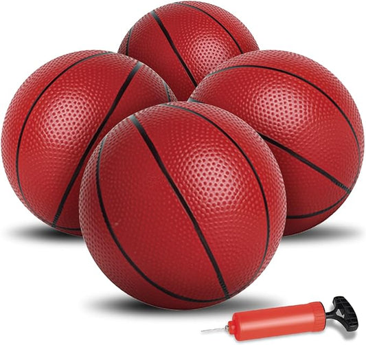 4pcs Mini Basketballs - 6 Inch Portable Rubber Balls for Toddlers with Pump, Suitable or Boys and Girls to Play Indoor and Outdoor, a Special Sports Gift for Toddlers Aged 3 Years Old and Above