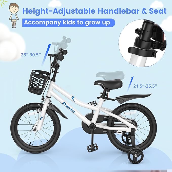 BABY JOY Kids Bike, 12 14 16 18 20 Inch Children Bikes for Boys Girls Teens 3-8 8+ Years w/Training Wheels or Kickstand, Handbrake, Coaster Brake & Removable Basket, Kids Bicycle of Multiple Colors