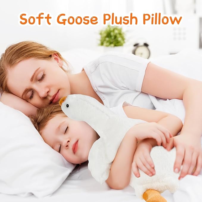 Goose Stuffed Animal Plush Toy Cute White Duck Stuffed Plush Super Soft Furry Swan Hugging Pillow Plushies for Home Decor