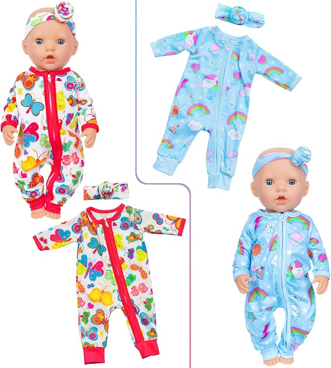 ZITA ELEMENT 5 Sets 14-18 Inch Baby Doll Clothes Outfits Casual Wear for 17 Inch Baby Doll Clothes 10 Pcs Doll Clothes and Accessories for 15 Inch Doll to 18 Inch Doll