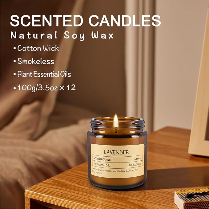 12Pack Scented Candle Set - Aromatherapy Candle Gift Set – Long Lasting Jar Candles for Men| Women, Ideal for Birthdays, Mother's Day Thanksgiving Gifts