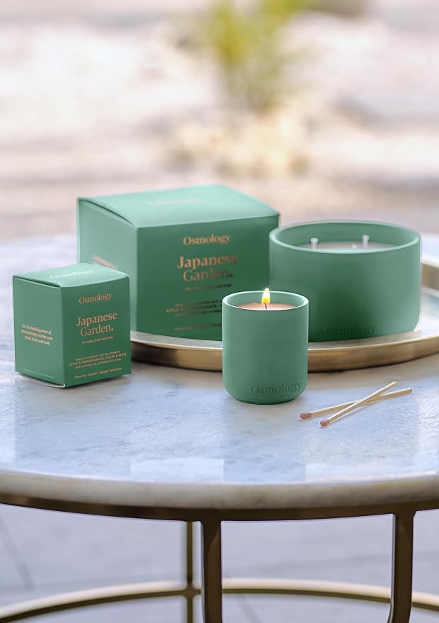 Japanese Garden Aromatherapy Candle – Apple, Pomegranate & Musk Scented Candle, Plant-Based Wax, 15.8 oz, 60 Hour Burn Time, Fresh & Fruity Candle