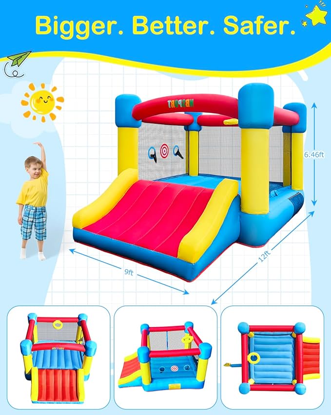 Inflatable Bounce House for Kids Ages 3-8 - Largest 6.7'x8.4' Jump Zone, Big Kids Bouncer Castle with Slide | Blower Included | Backyard Party & Birthday Gift